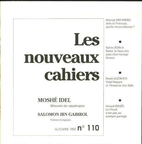 Les Nouveaux Cahiers N°110 (Automne 1992)